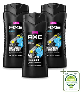 Immagine prodotto di 3 flaconi di gel doccia Axe Alaska 3-in-1 - profumo Ozeanluft e bergamotto - 400 ml - confezione grande - 3 pezzi