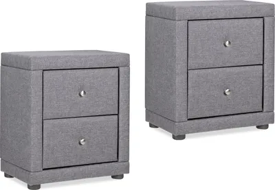 Produktbild von Homestyle4u Schlafzimmer Nachttisch 2er Set Nachtschrank Grau Stoff