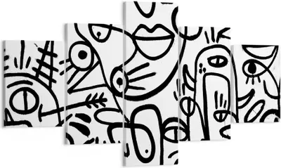 Produktbild von Bild auf Leinwand - Leinwandbild - 5 Teile - Zeichnen Cartoon Graffiti - 125x70cm - Wand Bild - Wanddeko - Wandbilder - Leinwanddruck - Bilder - Wanddekoration - Leinwand bilder - EA125x70-4971