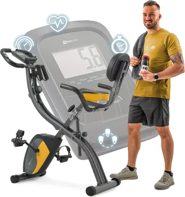 Produktbild von Hop-Sport 3-in-1 Heimtrainer Fahrrad klappbar HS-3010x Grix mit Widerstandsbändern, LCD-Display & Pulssensoren - Ergometer mit 8 Widerstandsstufen