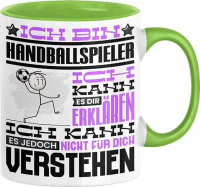 Produktbild von Handballspieler Geschenk Kaffee-Tasse Geschenkidee für Handballspieler Ich Bin Handballspieler Ich Kann Es Dir Erklären Jedoch Nicht Für Dich Verstehen Spruch Lustig (Grün)