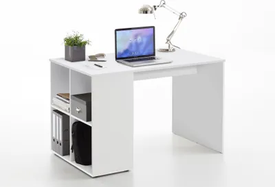 Produktbild von FMD Möbel GENT Schreibtisch mit Regal - weiß - Maße: 117 cm x 75 cm x 73 cm; 366-001