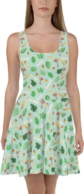 Produktbild von Mr. & Mrs. Panda Sommerkleid Herbstwald Design XXL - Weiß - Geschenk, Kleid, Laub, Skaterkleid, Herbst, Damenkleid, Blätter, Jerseykleid, Wald, Strandkleid, Pilze