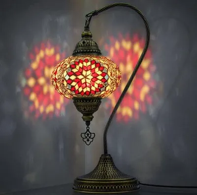 Produktbild von Mozaiek Zwanenhals Tischlampe, Handgefertigtes Nachtlicht, Türkisch-Arabische Tiffany Lampe für Schlafzimmer und Wohnzimmer, Geschenkidee