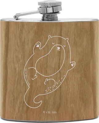 Produktbild von Mr. & Mrs. Panda Flachmann Otter Umarmen - Transparent - Geschenk, Hip Flask, feldflasche, Alkoholflasche, edelstahl, Seeotter, See, Optimistisch, Hallo, gut Gelaunt