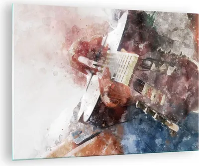 Produktbild von Bilder auf glas - Gitarre Musik - 70x50cm - Glasbilder - Wandbilder - Bilder - Kunstdruck - zum Aufhängen bereit - Wanddekoration aus Glas - Glas Bilder - Wandbild auf Glas - Einteilig - GAA70x50-4000