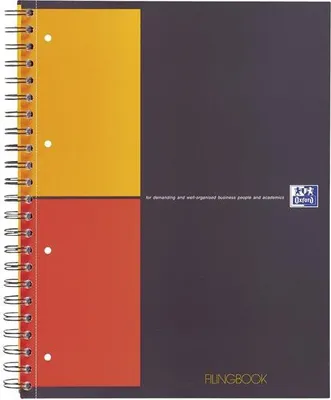 Obrázek produktu pro Oxford Filing Book, Černá, Oranžová, Červená, A4, 80 listy, 80 g/m², Čtverečkovaný papír