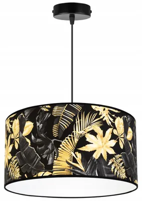 Produktbild von LED Pendelleuchte mit goldenem Blumenmuster – Moderne Hängelampe mit Lampenschirm, Deckenlampe für Wohnzimmer und Esszimmer