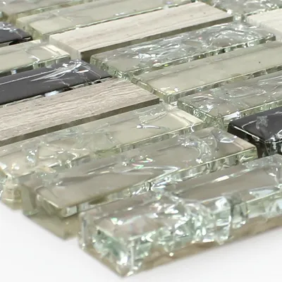Produktbild von Glas Marmor Mosaikfliesen Grün Grau Malawi Bruchglas Stäbchen