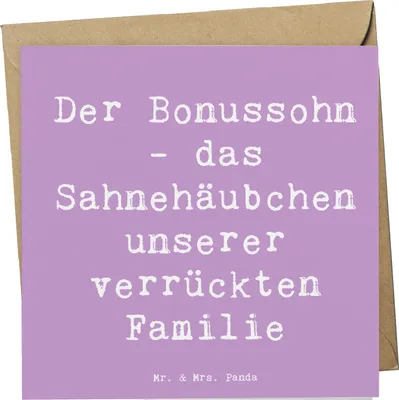 Produktbild von Mr. & Mrs. Panda Grußkarte Spruch Der Bonussohn - Lavendeltraum - Geschenk, Stiefsohn, Familienleben, Weihnachten, Patchworkfamilie, faltkarte, Familienbindung, Jubiläen