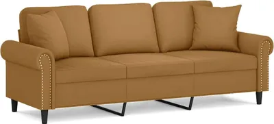 Produktbild von vidaXL 3-Sitzer-Sofa mit Zierkissen Braun 180 cm Samt