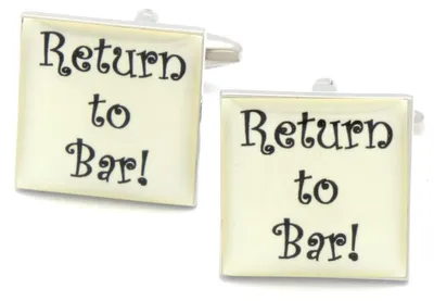 Productafbeelding van Manchetknopen met tekst Return To Bar - Zwart/Wit
