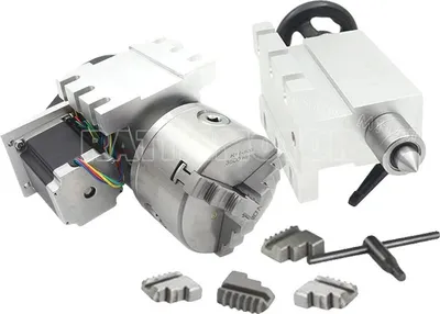 Immagine prodotto di mandrino per tornio CNC a 4 assi, diametro 100 mm, altezza centro 65 mm, struttura a 3 griffe, rapporto di trasmissione 6:1,
