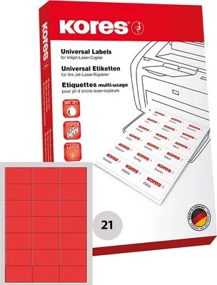Obrázek produktu pro Kores L7042R, Červená, Univerzální, Obdélník, A4, 21 listy, Laserová/inkoustová tiskárna