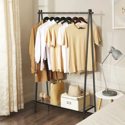Produktbild von SONGMICS Kleiderständer Kleiderablage,Garderobenständer aus Stahl mattschwarz