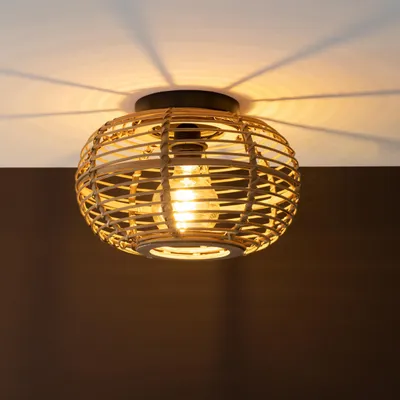 Deckenlampe Bambusschirm Ø 32 cm dimmbar E27