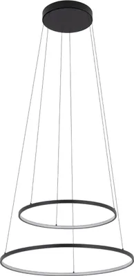 Produktbild von LED Hängelampe Metall Aluminium 3000 K warmweiß 3100 lm D: 60 cm rund H: max. 140 cm Schwarz Modern