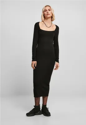 Zdjęcie produktu dla Urban Classics Ladies - Długa dzianinowa sukienka czarna - S