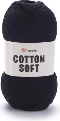 Produktbild von YarnArt Baumwolle Soft 53 Schwarz – Weiches, atmungsaktives Baumwollgarn für Sommerprojekte, Amigurumi und Babykleidung – 100g / 600m