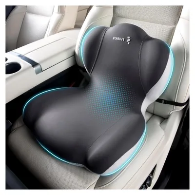 Produktbild von Sitzkissen und Lendenstützkissen aus Memory-Schaum für ergonomische Unterstützung beim Sitzen (Grau)