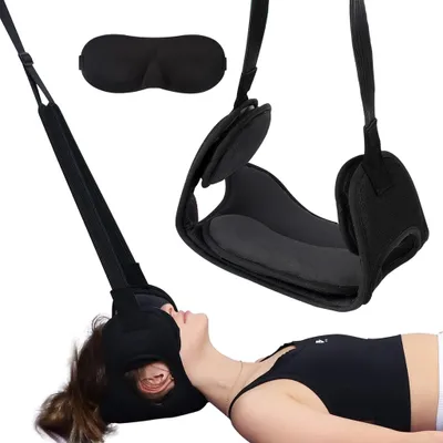 Produktbild von Hals Hängematte,Nacken Hängematte Nackenhängematte Kopf Nackenmassagegerät für Nacken und Schulterschmerzen Nacken Massagegerät für Büro Haus schwarz