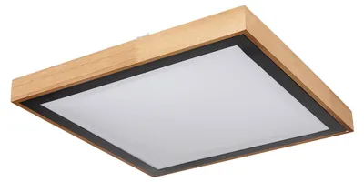 Produktbild von LED Deckenleuchte, Holz, schwarz, opal, CCT, D 39 cm
