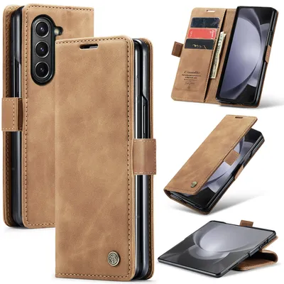 Obrázek produktu pro Pouzdro pro Samsung Galaxy Z Fold 5, RetroPolyuretanKožené Pouzdro s Funkcí Stojánku hnědá