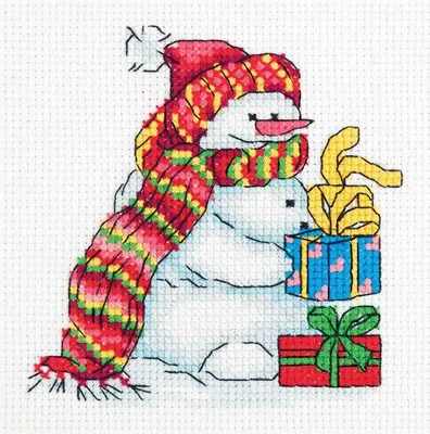 Productafbeelding van Klart kruisstikset "Sneeuwpop", 12,5 x 13 cm, met telpatroon