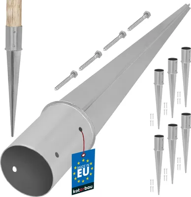 Obrázok produktu pre KOTARBAU® Sada 6 ks vtláčacích objímok ⌀ 100 mm na vtláčanie do zeme pre plotové stĺpiky a drevené trámy, vtláčacie objímky do zeme, pozinkovaná oceľ, strieborná