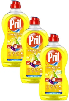 Produktbild von Pril 5 Plus Kraftgel Zitrone Handgeschirrspülmittel 3x450 ml Spülmittel