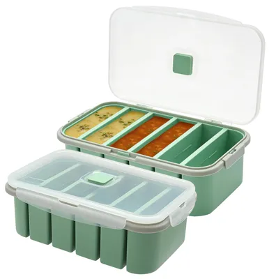 2er Set Silikon-Eiswürfelform, 6 Fächer, mit Deckel, BPA-frei