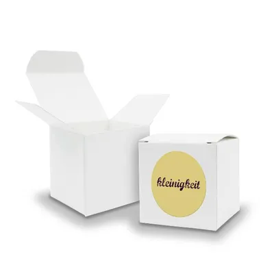 Produktbild von SET Kleinigkeit (Motiv15) 24x Faltschachtel Würfel 6,5cm weiß + Sticker