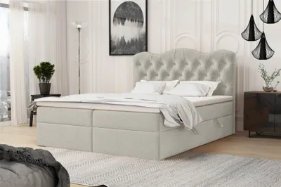 Produktbild von Boxspringbett Schlafzimmerbett LODOS 140x200cm Stoff Perfect Harmony Beige