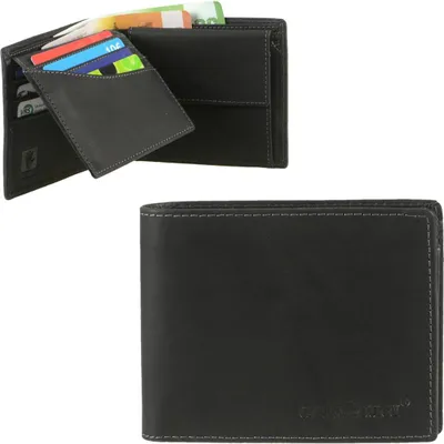 Produktbild von Geldbörse Leder schwarz Herren quer RFID Geldbeutel Portemonnaie BLACK VINTAGE 1705-RFID-20