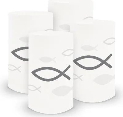 Produktbild von itenga 6x Windlicht klein Fisch grau Kommunion Konfirmation Taufe