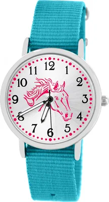Produktbild von Mädchenuhr Armbanduhr Pferde rosa Kinderuhr wasserdicht Durchzugsband