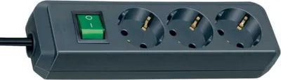 Produktbild von Brennenstuhl Eco-Line Steckdosenleiste mit Schalter 3-fach schwarz 3m H05VV-F 3G1,5, 1152300400