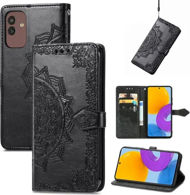 Productafbeelding van König Design hoesje, compatibel met Samsung Galaxy M13 5G, kunstleren telefoonhoesje - telefoonhoesje, zwart