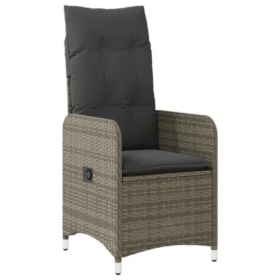 Produktbild von vidaXL Gartensessel Verstellbar mit Kissen Grau Poly Rattan