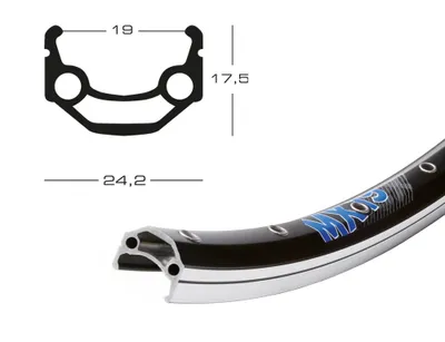 Obrázek produktu pro Exal MX19 ráfek 28 palců 622-19 VL 8,5 mm 36L w. Očka černá