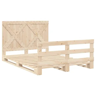 Zdjęcie produktu dla Rama łóżka z wezgłowiem, 140x200 cm, lite drewno sosnowe