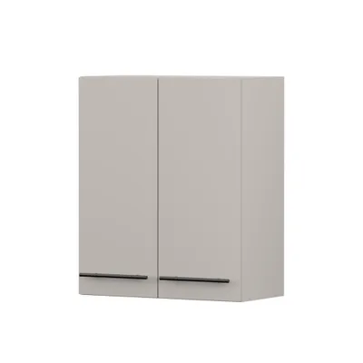 Image de Armoire murale INEZ V, cuisine, armoire de cuisine à deux portes 60 cm cachemire/cachemire avec deux portes battantes, poignées métalliques noires