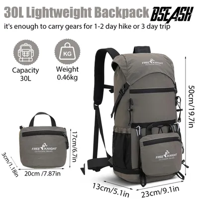 Productafbeelding van Wandelrugzak, 30 liter, lichtgewicht, waterdicht, geschikt voor outdooractiviteiten