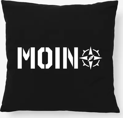 Produktbild von Huuraa Kissen Moin Kompass 40x40cm mit Füllung Black Baumwolle Dekokissen Geschenkidee