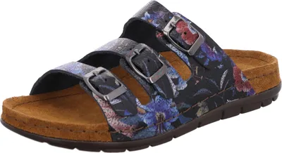 Produktbild von Rohde Damen Pantolette farbenfrohe Blüten Memoryfoam bequem Rodigo-D 5874, Größe:42 EU, Farbe:Schwarz