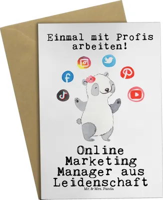 Produktbild von Mr. & Mrs. Panda Grußkarte Online Marketing Manager Leidenschaft - Weiß - Geschenk, dankeskarten, Influencer, osterkarten, weihnachtskarten, Beileidskarte, Grußkarten