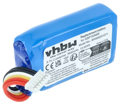 Produktbild von vhbw Akku Ersatz für JBL GSP103465 für Lautsprecher Boxen Speaker (3600 mAh, 3,7 V, Li-Polymer)