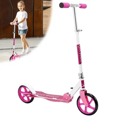 Produktbild von Kinderroller Kinderscooter 3-stufige 2-Rädern, Höhenverstellbare, faltbarem Lenker, bis 100 kg belastbar 200 mm Räder Rosa