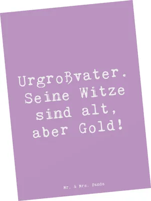 Produktbild von Mr. & Mrs. Panda Grußkarte Spruch Urgroßvater Witze - Lavendeltraum - Geschenk, Familie, Geschichten, Ansichtskarten, Postkarten, Geburtstage, Ansichtskarte, Erinnerungen