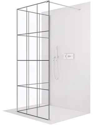 Produktbild von Duschabtrennung Walk-in Onyx Corner Cube, links/rechts - 8 mm - eckige Stütze - Chrom, Industrieglas - 120x90x200 cm